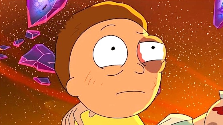 Morty with black eye in space