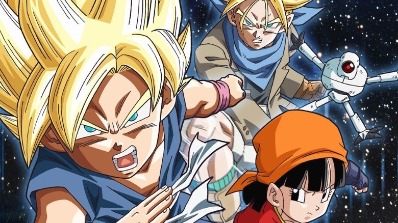 Kid Goku, Trunks, Pan and Giru from Dragon Ball GT