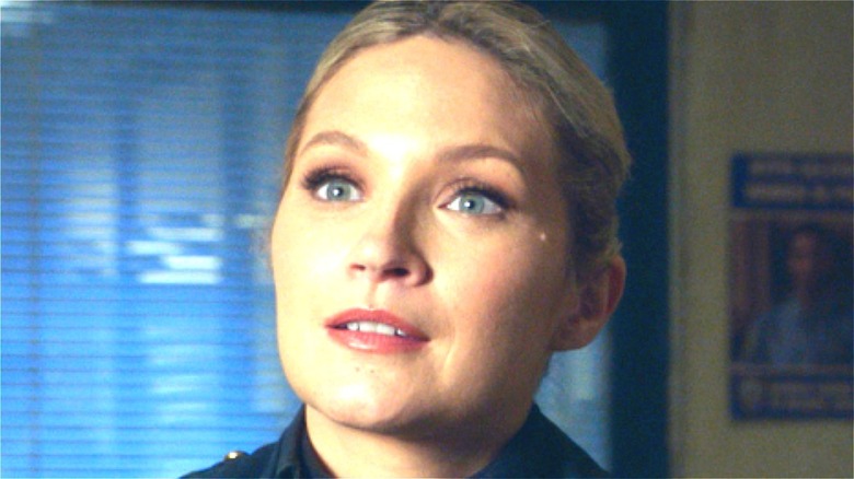 Vanessa Ray looking shocked on Blue Bloods