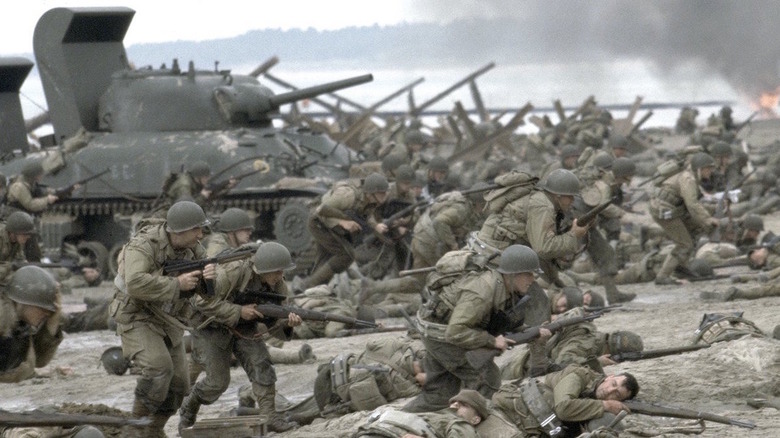 American soldiers storm the beach