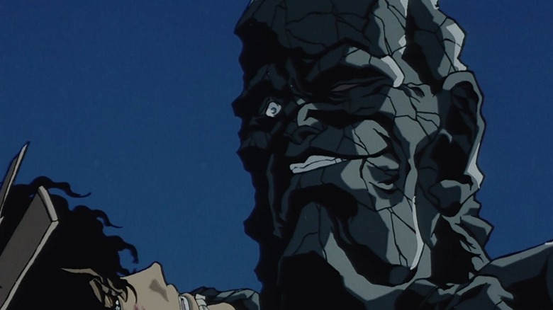 Tessai beating up Jubei, Ninja Scroll