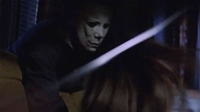 Michael Myers attacking Laurie Strode in Halloween (1978)