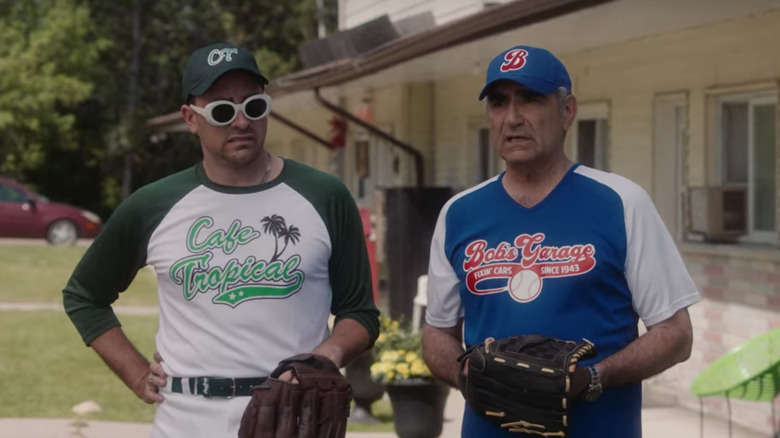 David and Johnny in uniform outside the motel