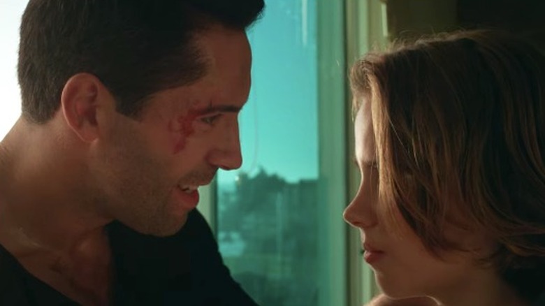 Scott Adkins talking to Matthew Garbacz