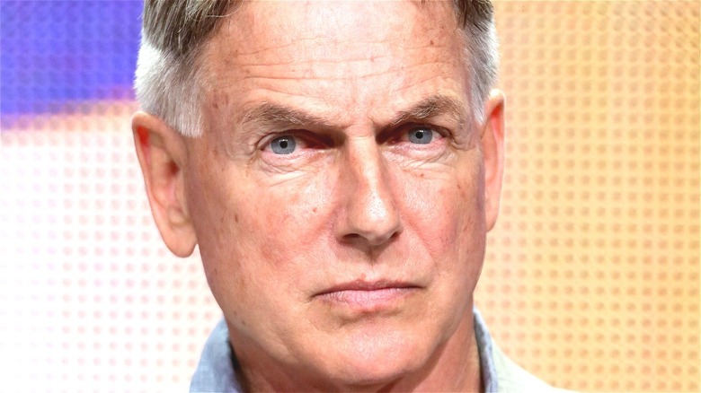 Mark Harmon sternly looking