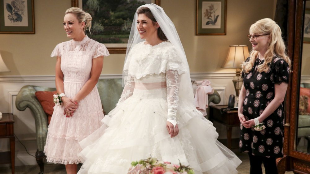 A still from Amy and Sheldon's wedding on The Big Bang Theory