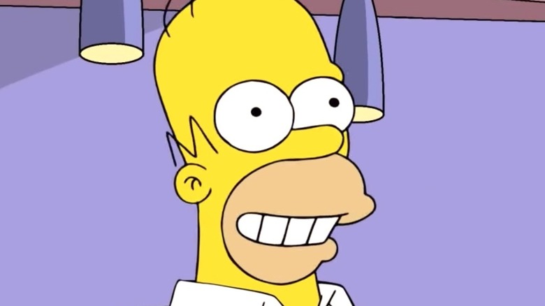 Homer Simpson smiling politely