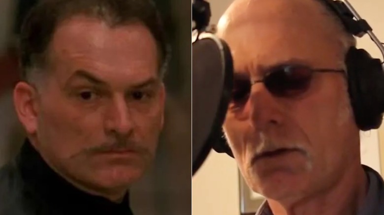 Sgt. Tate reacts at the Memphis courthouse; Danny Darst stands near a mic