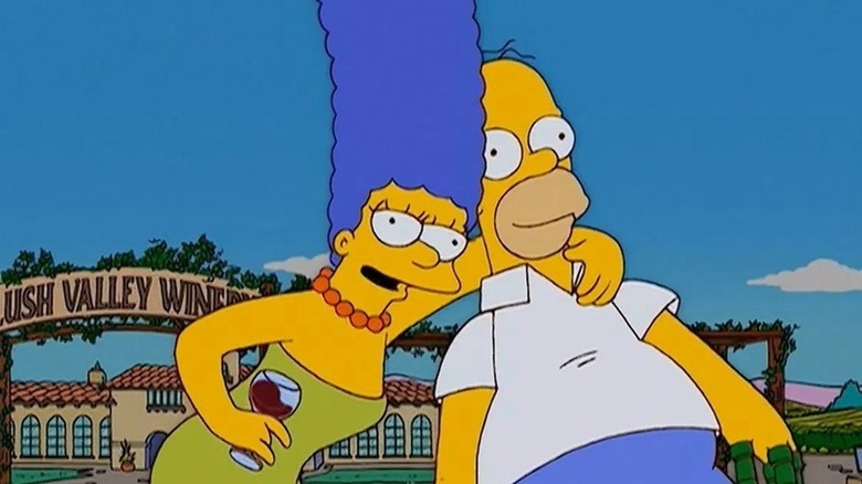 Marge and Homer getting plastered in "The Simpsons"