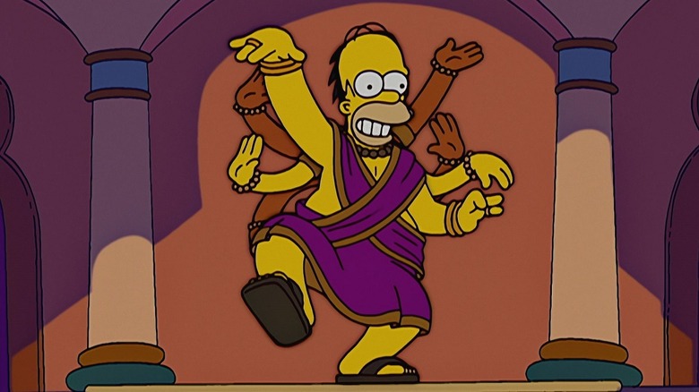 Homer Simpson and friends doing a dance in "The Simpsons"