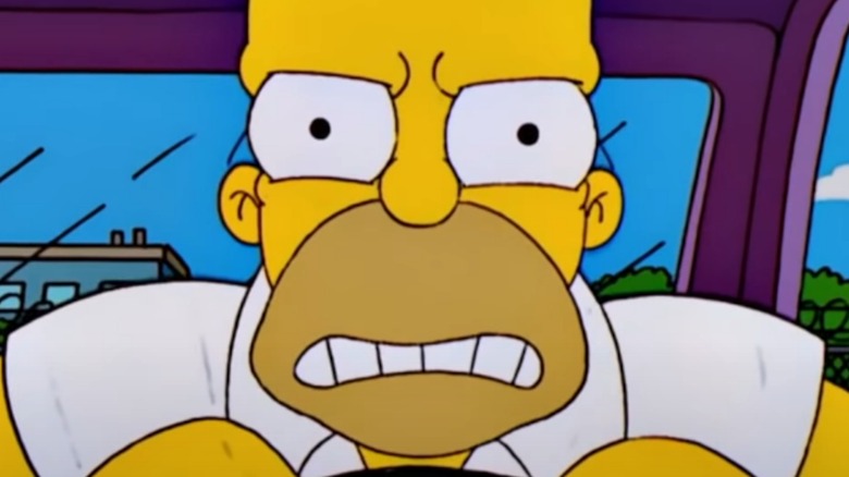 Homer angry while driving