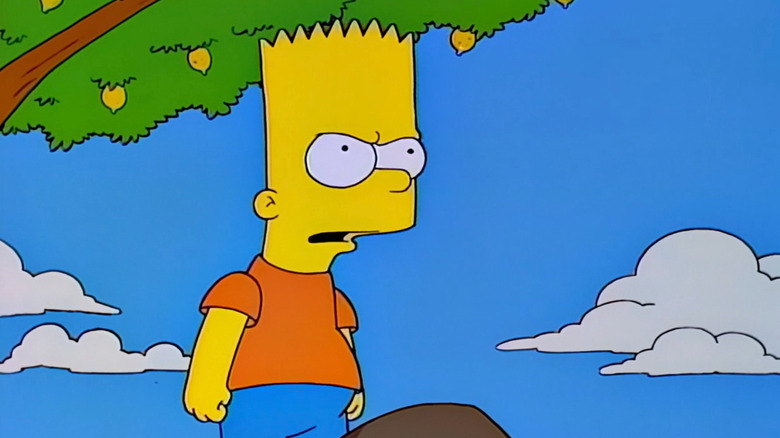Bart standing in front of a lemon tree on The Simpsons