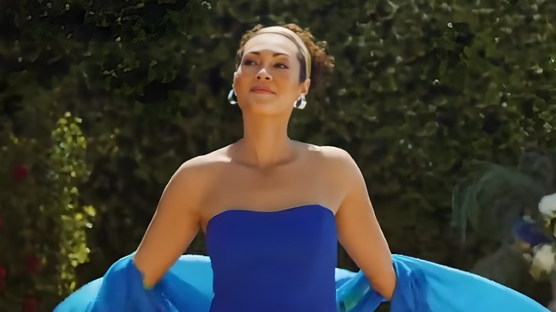 Woman in blue dress