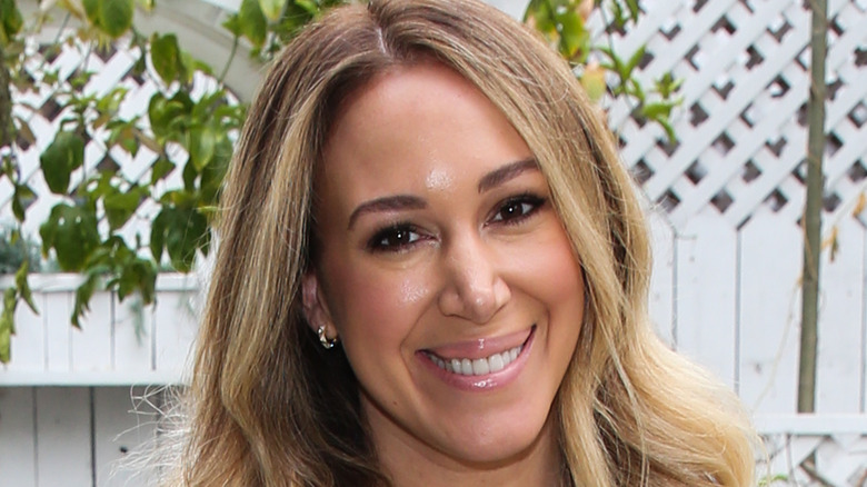 Haylie Duff smiling in her garden