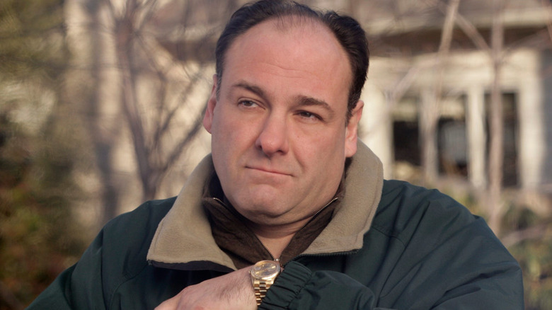 Tony Soprano deep in thought outside