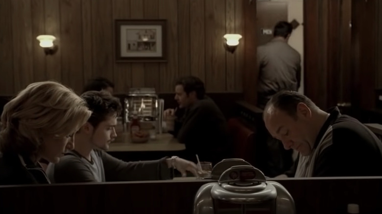 Tony Soprano and family in restaurant