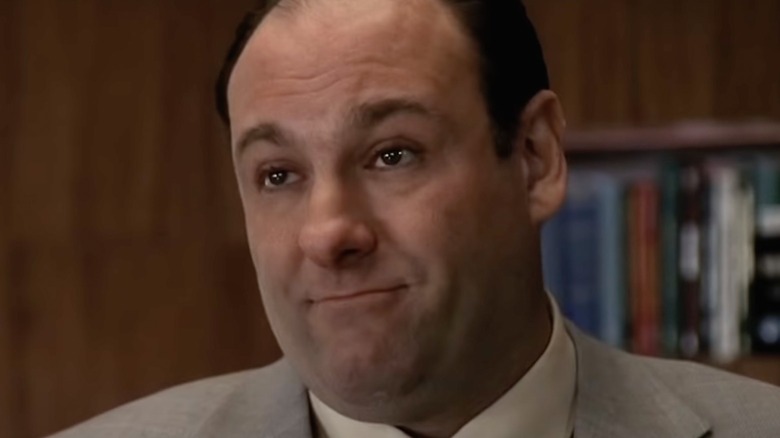 James Gandolfini smiling in The Sopranos