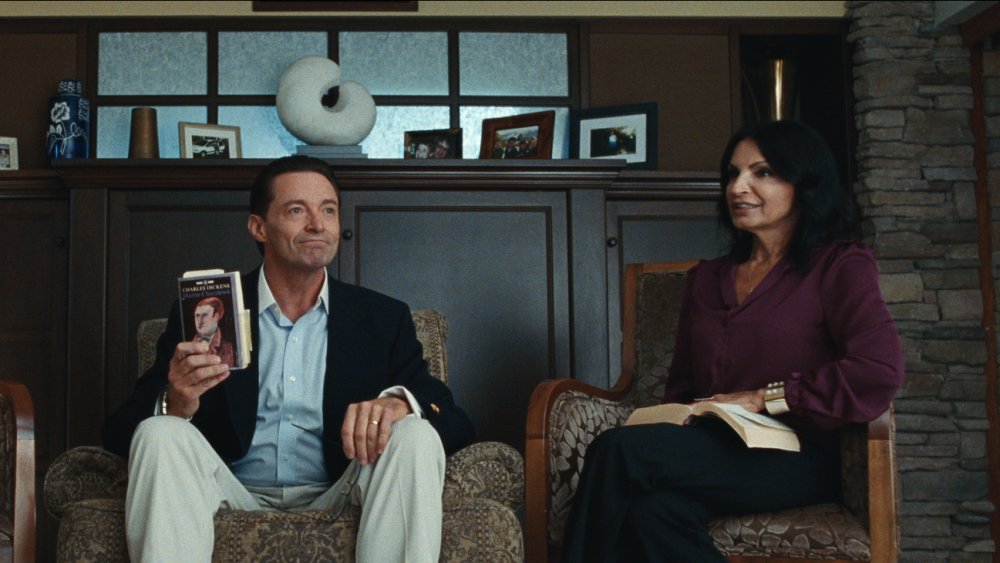 Kathrine Narducci and Hugh Jackman in Bad Education