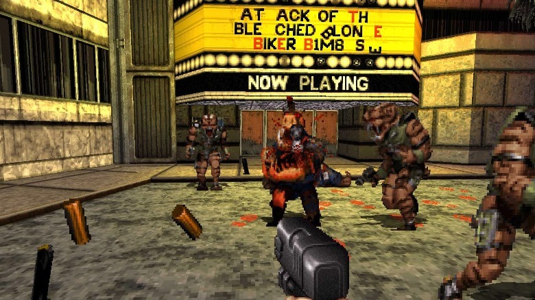 Duke shooting aliens