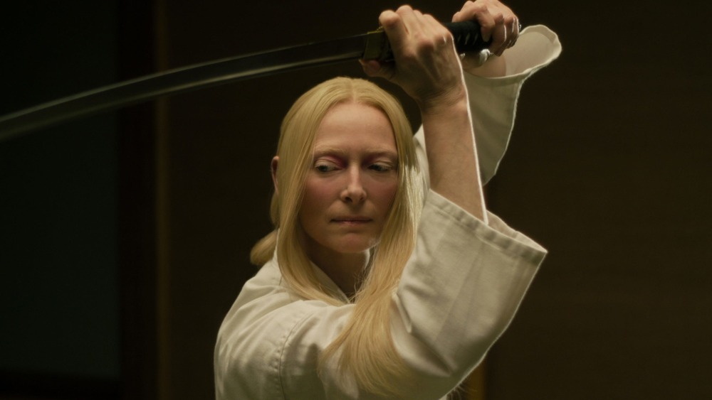 Tilda Swinton with katana