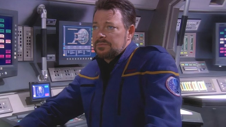 Riker wearing a blue uniform on Star Trek: Enterprise