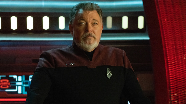 Captain Riker sitting in captain seat in Star Trek: Picard