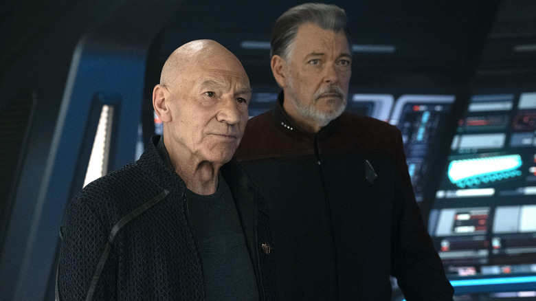 Picard and Riker wearing uniforms