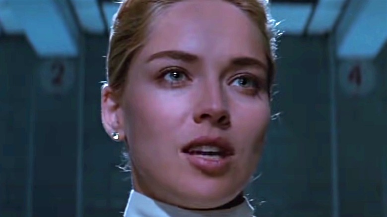 Sharon Stone with mouth open