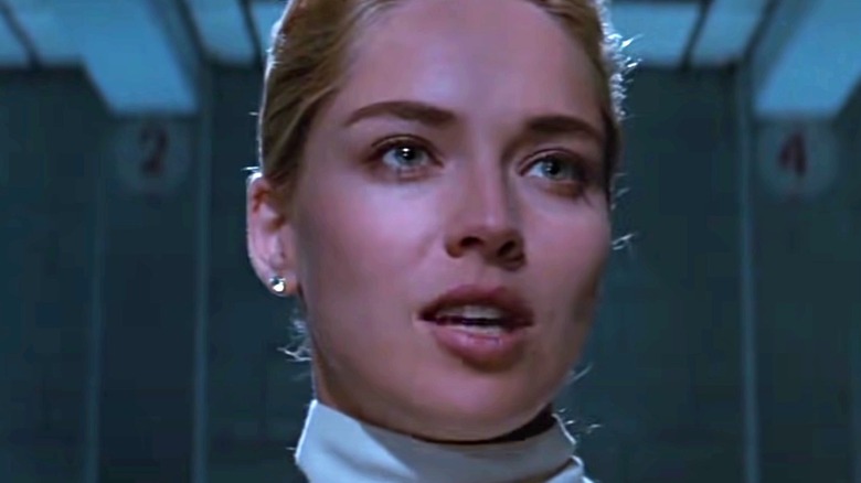 Sharon Stone with mouth open