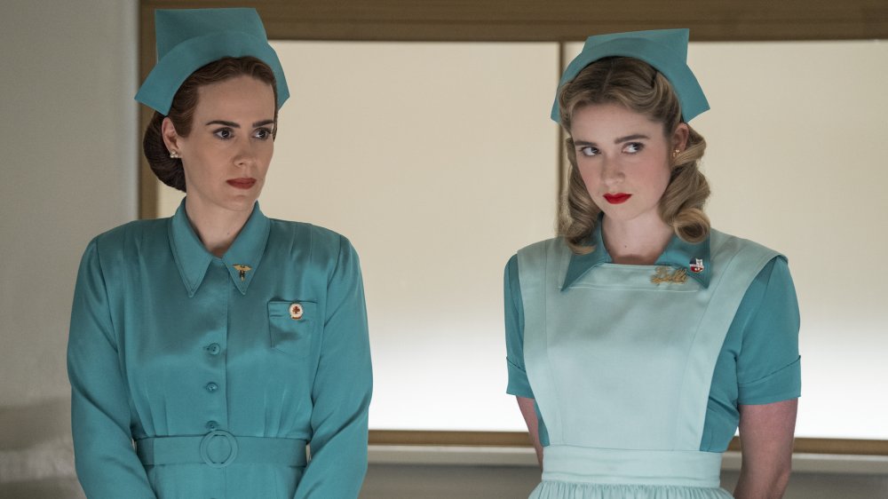 Sarah Paulson as Mildred Ratched and Alice Englert as Nurse Dolly on Ratched