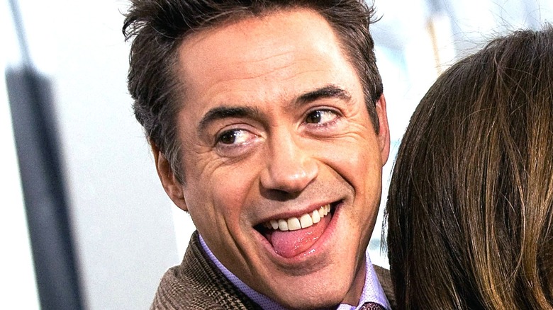 Robert Downey Jr. sticks his tongue out