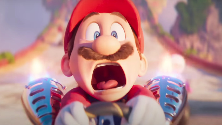 Mario screaming on the Rainbow Road