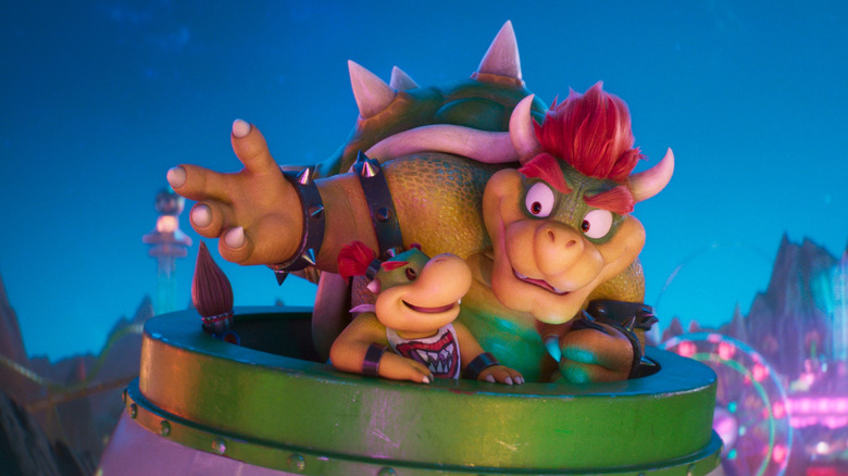 Bowser and Bowser Jr. smile together in "The Super Mario Galaxy Movie" (2026)