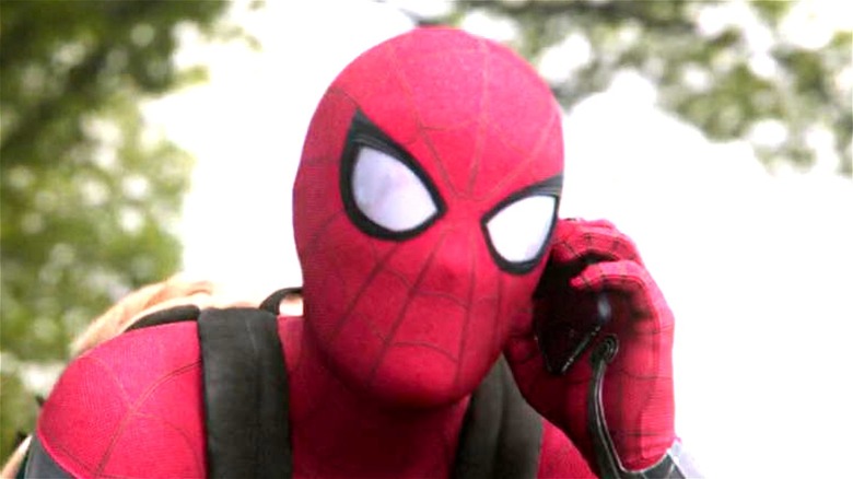 Spider-Man on the phone