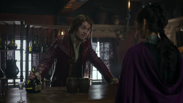 The Witcher Jaskier wears red leather jacket
