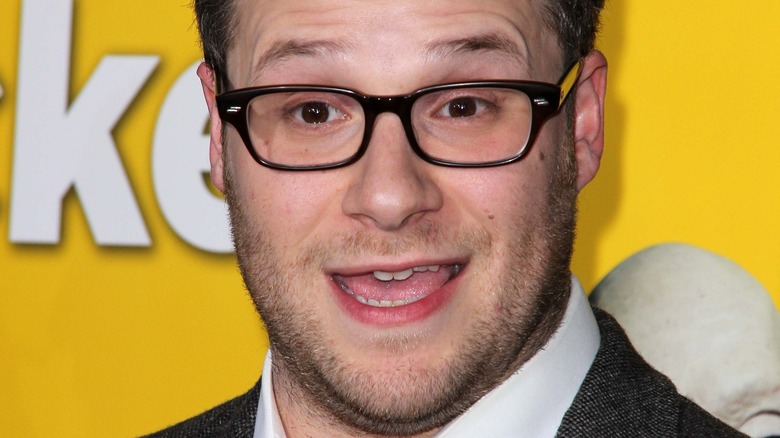 Seth Rogen Head Yellow Background