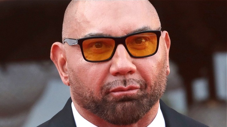 Dave Bautista wearing tinted sunglasses