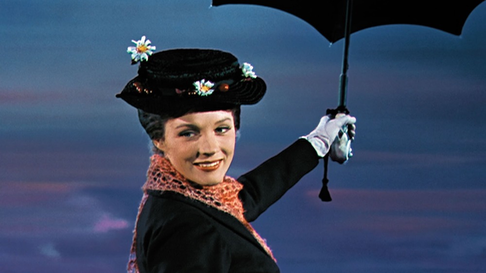 Mary Poppins holding her umbrella