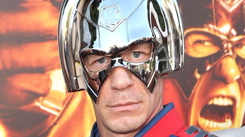 John Cena wearing Peacemaker helmet