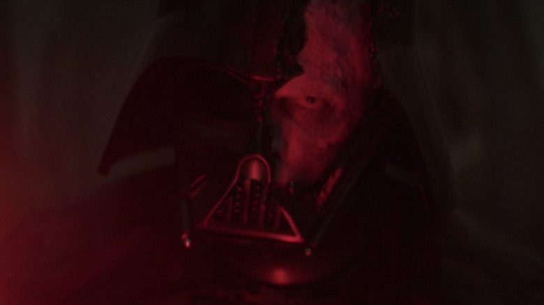 Vader's mask ripped to shreds