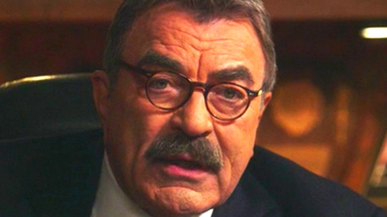 Tom Selleck wearing glasses in Blue Bloods