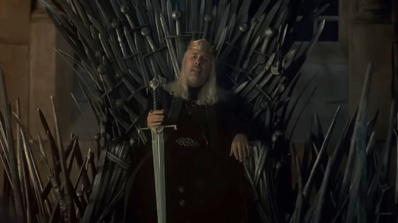 King Viserys on Iron Throne
