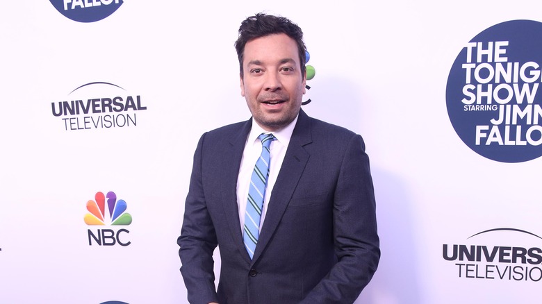 Jimmy Fallon mouth open red carpet