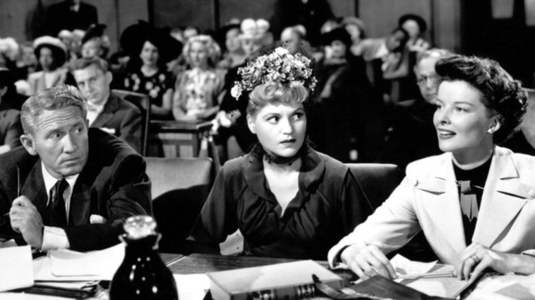 Hepburn Tracy court smiling