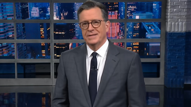 Stephen Colbert monologuing on "The Late Show with Stephen Colbert" (2015-present)