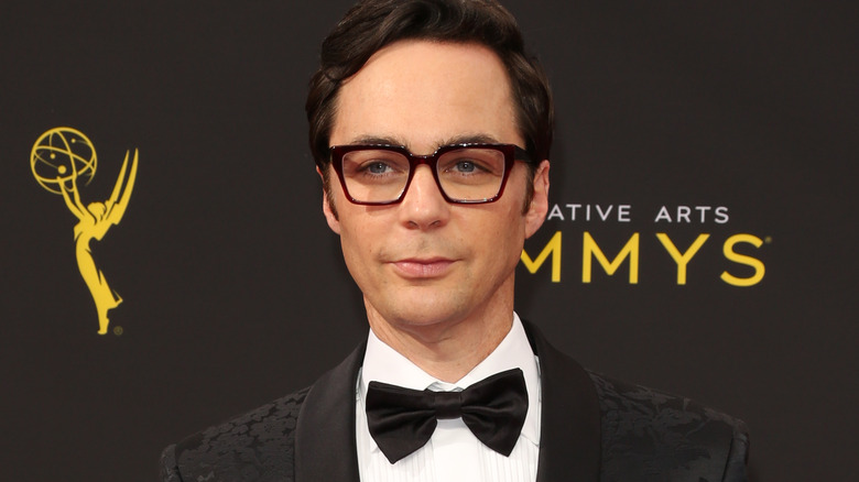 Jim Parsons in black glasses at the Emmys