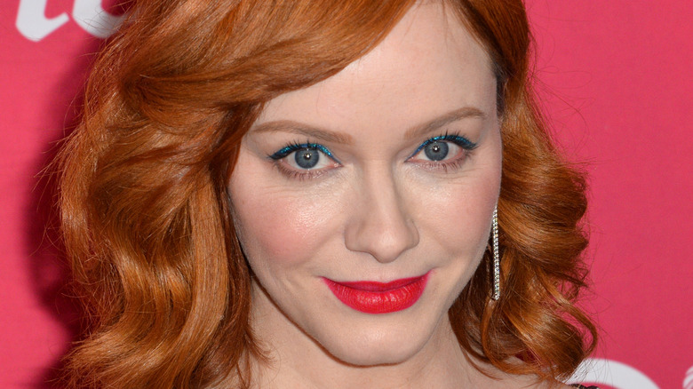 Christina Hendricks wearing red lipstick