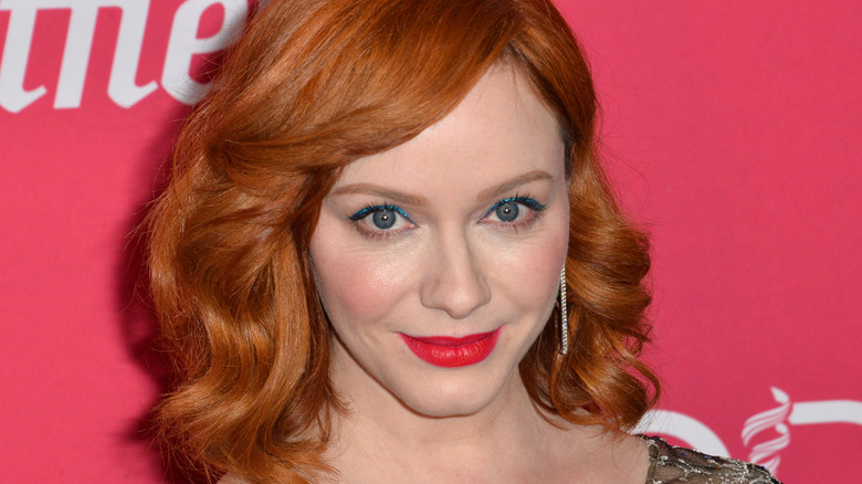 Christina Hendricks wearing red lipstick