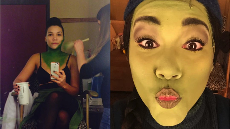 Emmy Raver-Lampman in green for Wicked