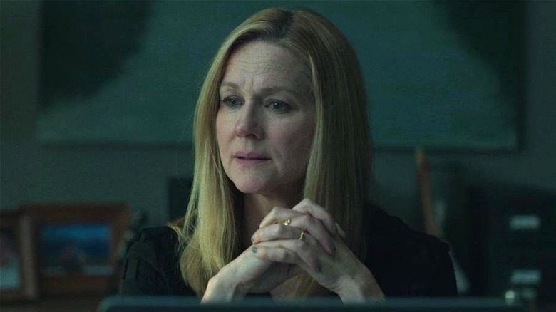 Wendy Byrde folding her hands in thought on Ozark